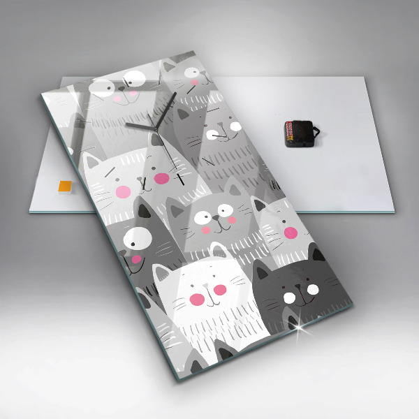 Téglalap alakú üvegóra Minta macskákkal