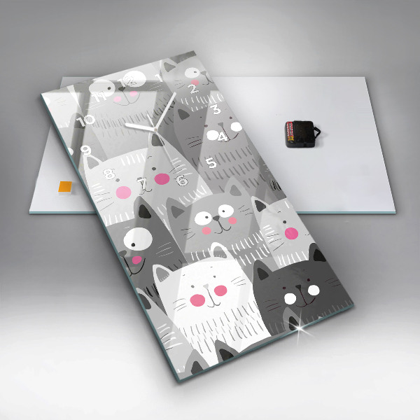 Téglalap alakú üvegóra Minta macskákkal