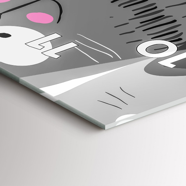 Téglalap alakú üvegóra Minta macskákkal