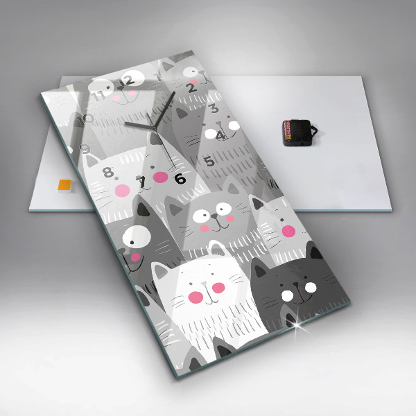 Téglalap alakú üvegóra Minta macskákkal