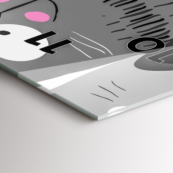 Téglalap alakú üvegóra Minta macskákkal