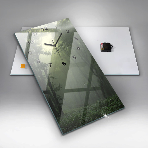 Téglalap alakú üvegóra Ködös erdő reggel