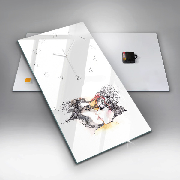 Téglalap alakú üvegóra Szerelmes csók rajz