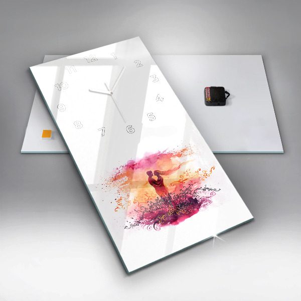 Téglalap alakú üvegóra Akvarell szerelmes pár