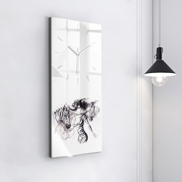 Téglalap alakú üvegóra Nő és zebrák