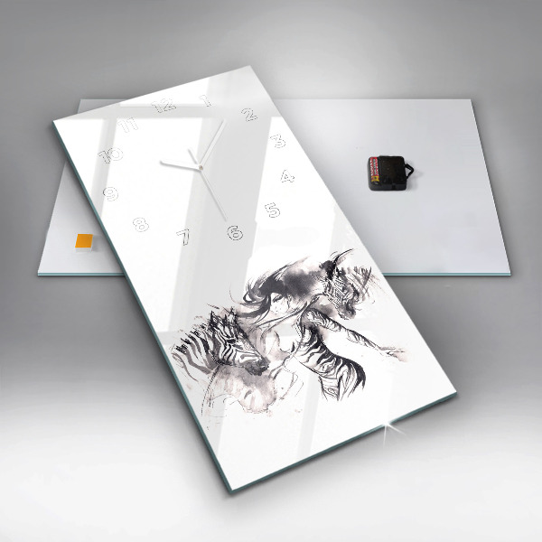 Téglalap alakú üvegóra Nő és zebrák