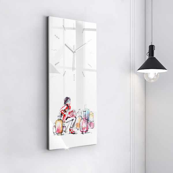 Téglalap alakú üvegóra Nő bőröndökkel