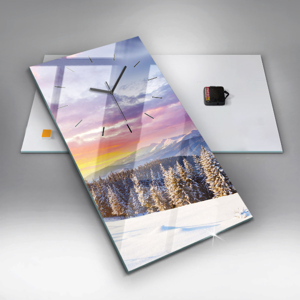 Téglalap alakú üvegóra Téli hegyi táj