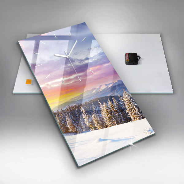 Téglalap alakú üvegóra Téli hegyi táj