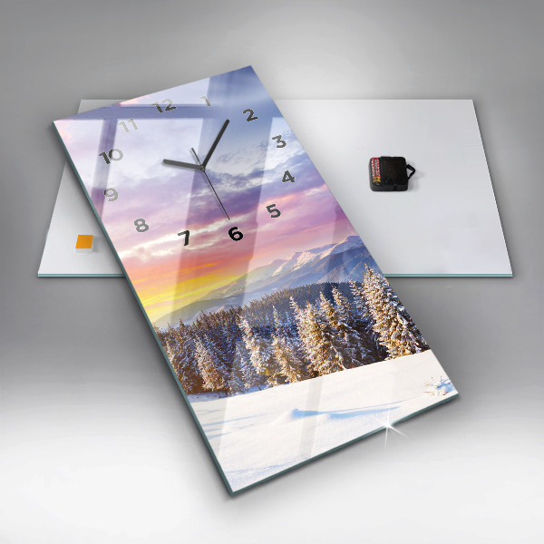 Téglalap alakú üvegóra Téli hegyi táj