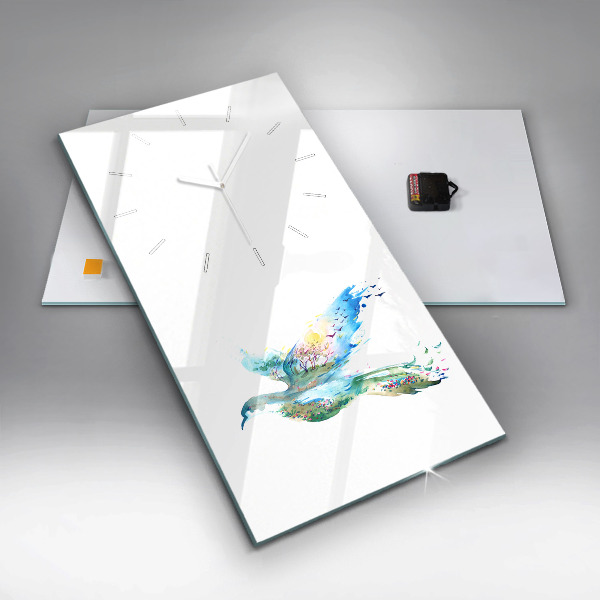 Téglalap alakú üvegóra A madár és a tavasz absztrakciója