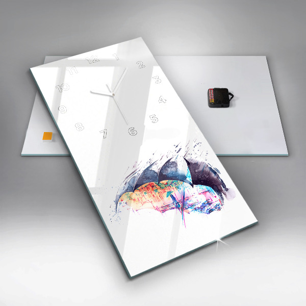 Téglalap alakú üvegóra Esernyő és város