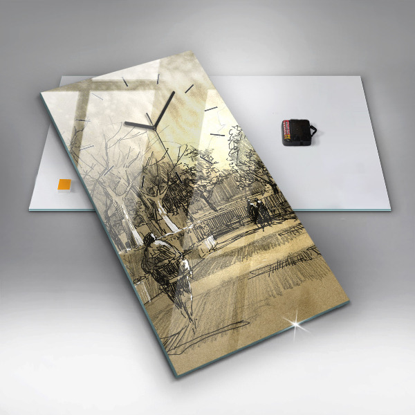 Téglalap alakú üvegóra Park és a szépia fák