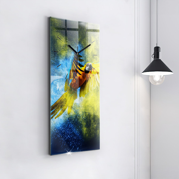 Téglalap alakú üvegóra Színes papagáj