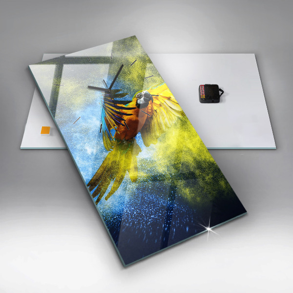 Téglalap alakú üvegóra Színes papagáj