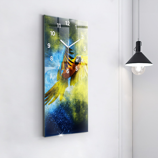 Téglalap alakú üvegóra Színes papagáj