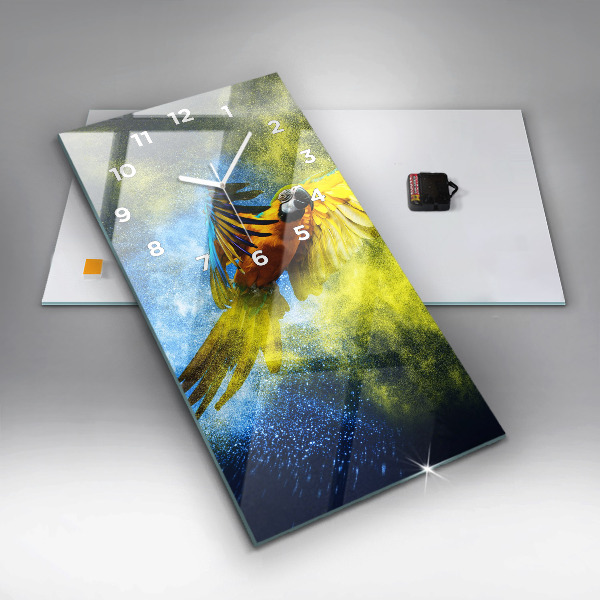 Téglalap alakú üvegóra Színes papagáj