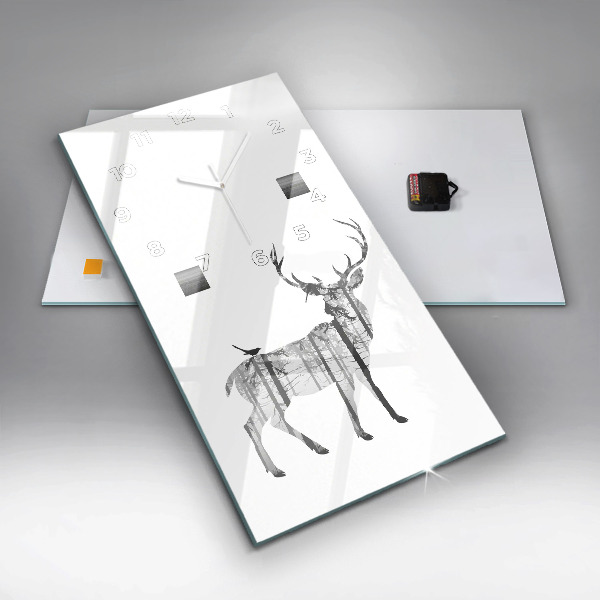 Téglalap alakú üvegóra Szarvas erdő sziluettje