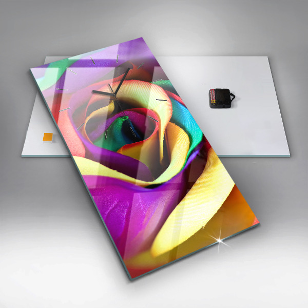 Téglalap alakú üvegóra Szivárvány rózsa