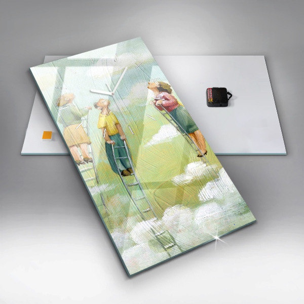 Téglalap alakú üvegóra Emberek a létrán