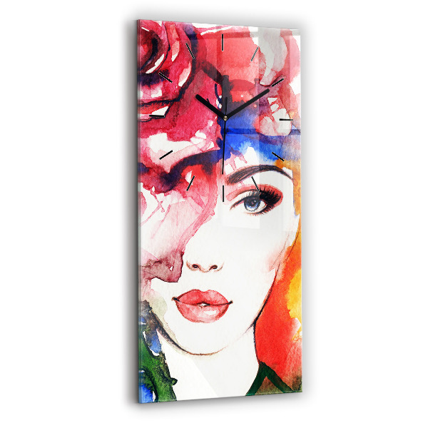 Téglalap alakú üvegóra Színes portré egy nőről