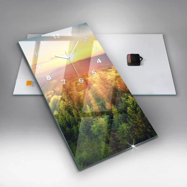 Téglalap alakú üvegóra Naplemente a dombok felett