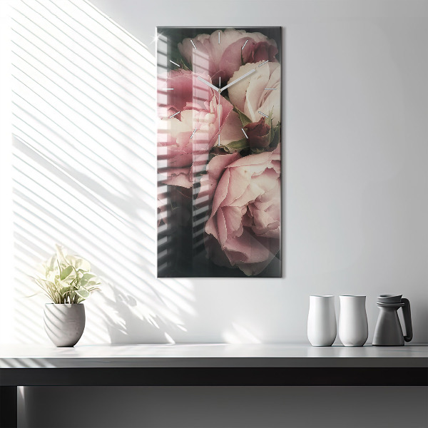 Téglalap alakú üvegóra Rózsaszín rózsa csokor