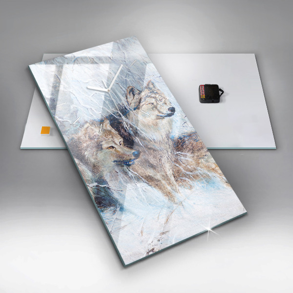 Téglalap alakú üvegóra Farkasok az erdőben