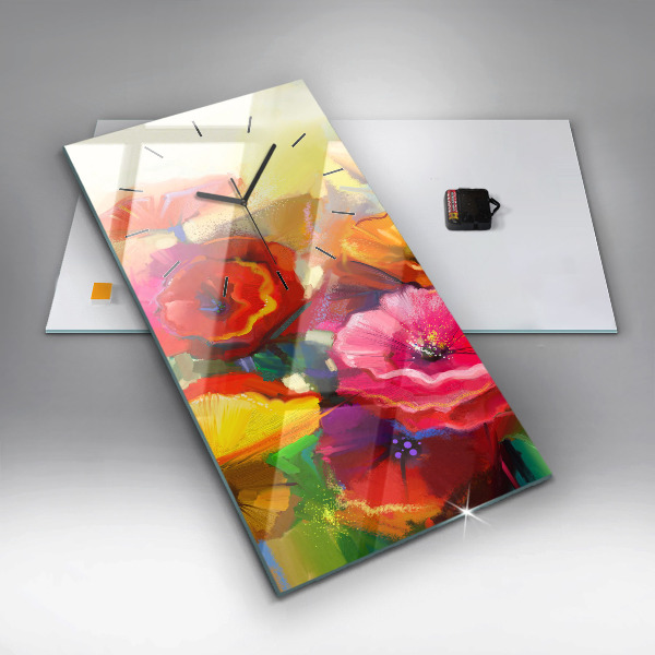 Téglalap alakú üvegóra Színes pipacsok