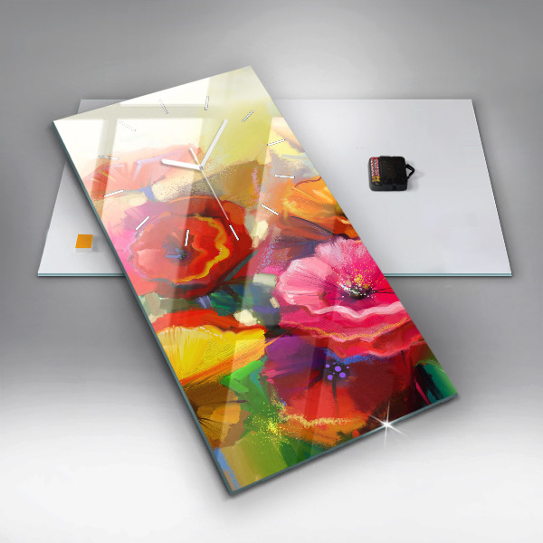 Téglalap alakú üvegóra Színes pipacsok