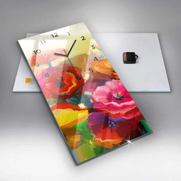 Téglalap alakú üvegóra Színes pipacsok