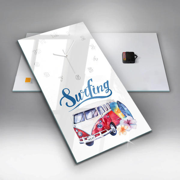 Téglalap alakú üvegóra Autó és szörfözés jele