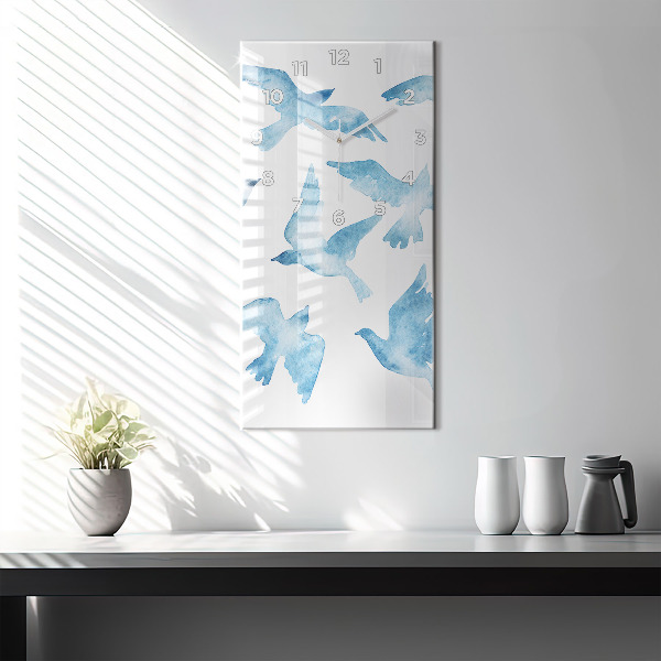 Téglalap alakú üvegóra Repülő kék madarak