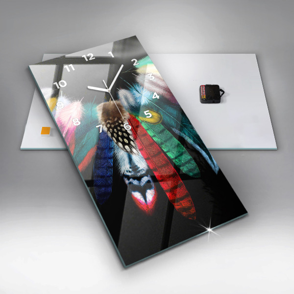 Téglalap alakú üvegóra Színes madártollak