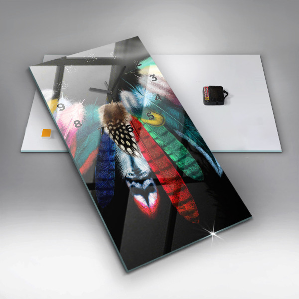 Téglalap alakú üvegóra Színes madártollak