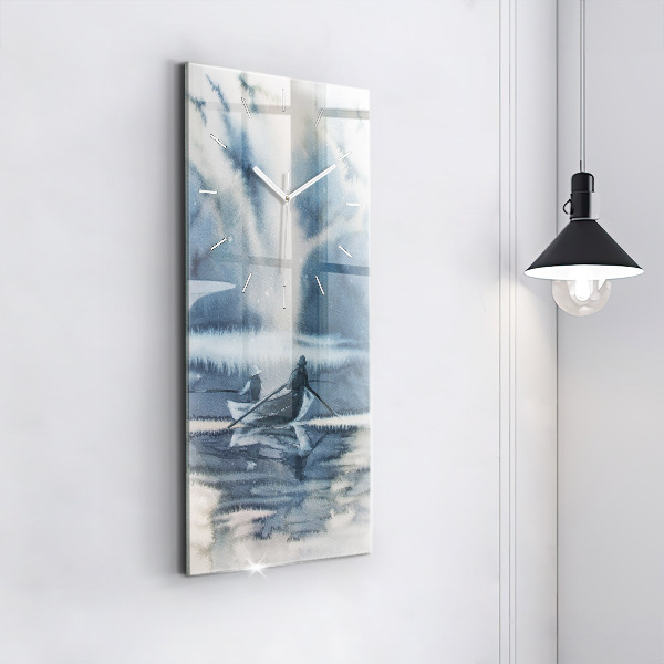 Téglalap alakú üvegóra Halász a tavon