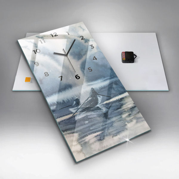 Téglalap alakú üvegóra Halász a tavon