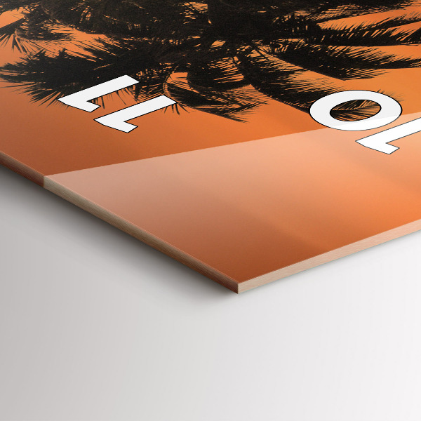 Téglalap alakú üvegóra Naplemente és pálmafák