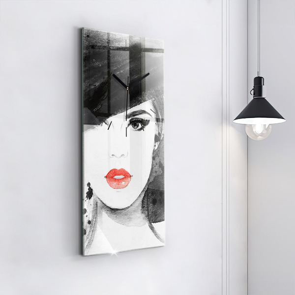 Téglalap alakú üvegóra Nő kalapban