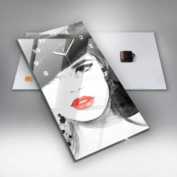 Téglalap alakú üvegóra Nő kalapban