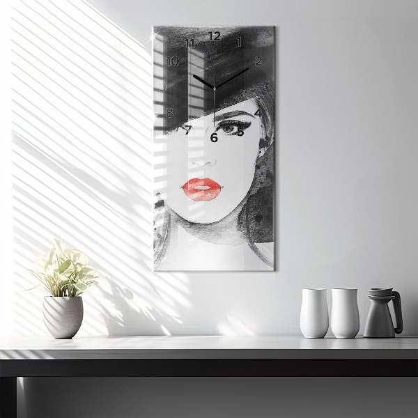 Téglalap alakú üvegóra Nő kalapban