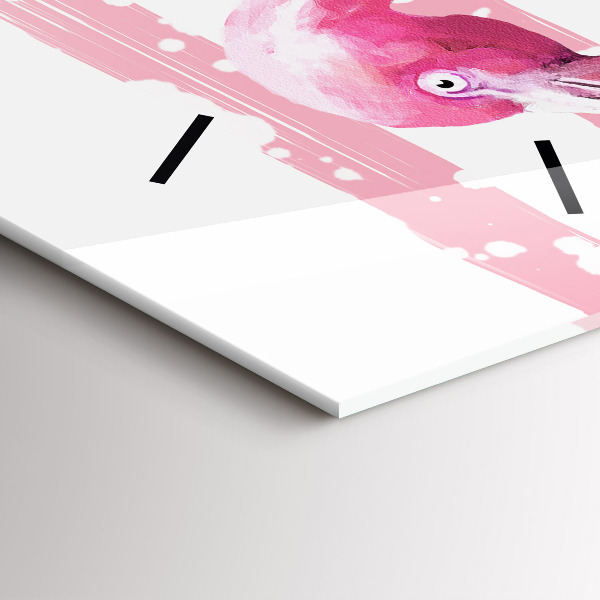 Téglalap alakú üvegóra Flamingo grafika