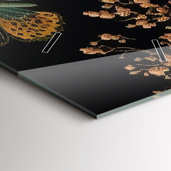 Téglalap alakú üvegóra Virág és arany pillangók