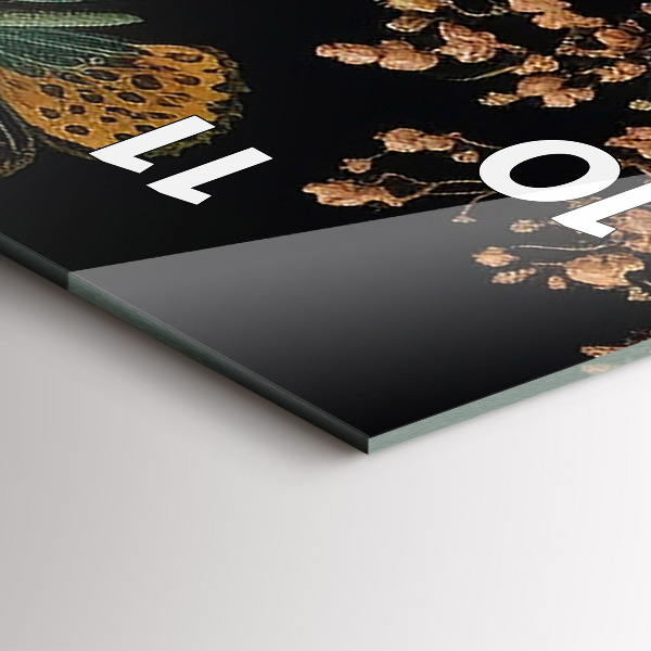 Téglalap alakú üvegóra Virág és arany pillangók