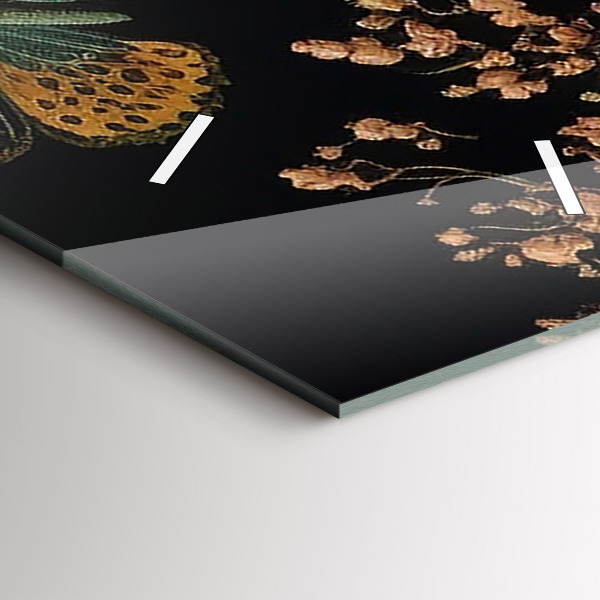 Téglalap alakú üvegóra Virág és arany pillangók