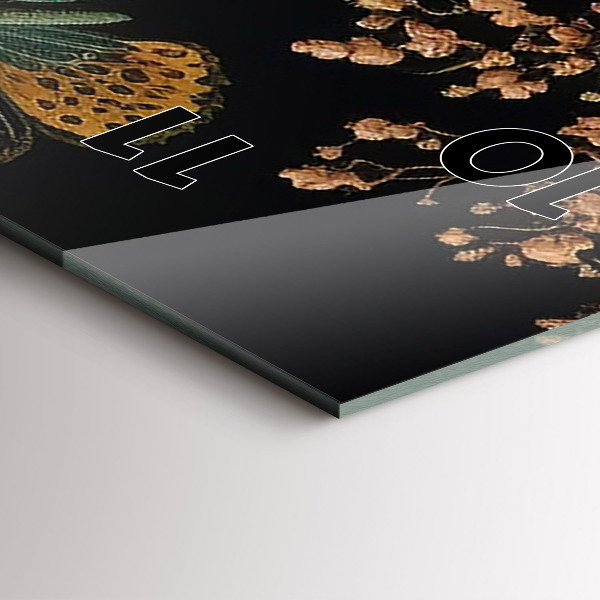 Téglalap alakú üvegóra Virág és arany pillangók