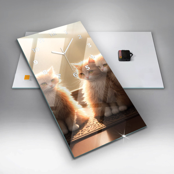 Téglalap alakú üvegóra Négy cica a napon