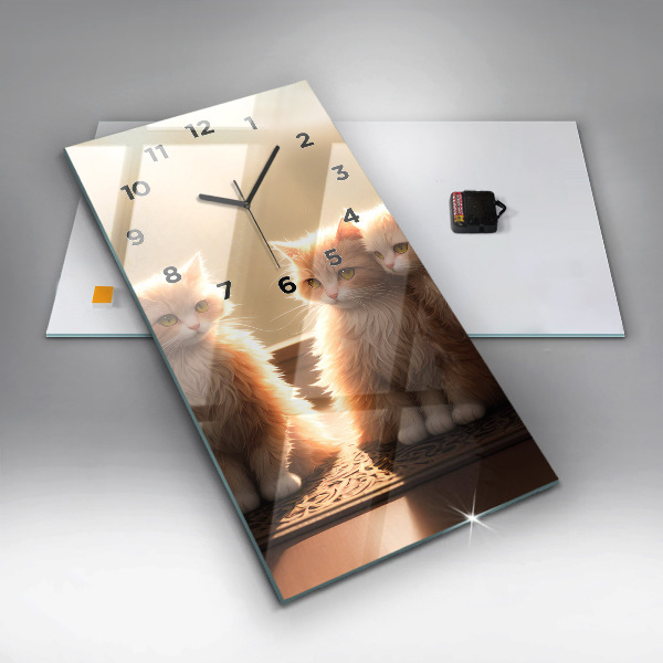 Téglalap alakú üvegóra Négy cica a napon