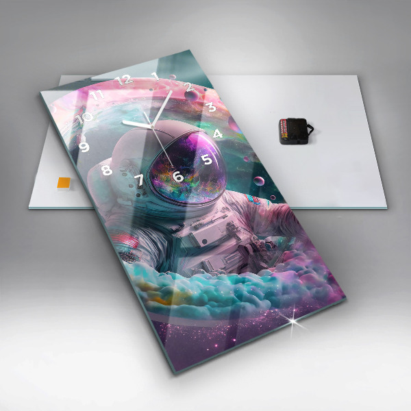 Téglalap alakú üvegóra Űrhajós és színes felhők