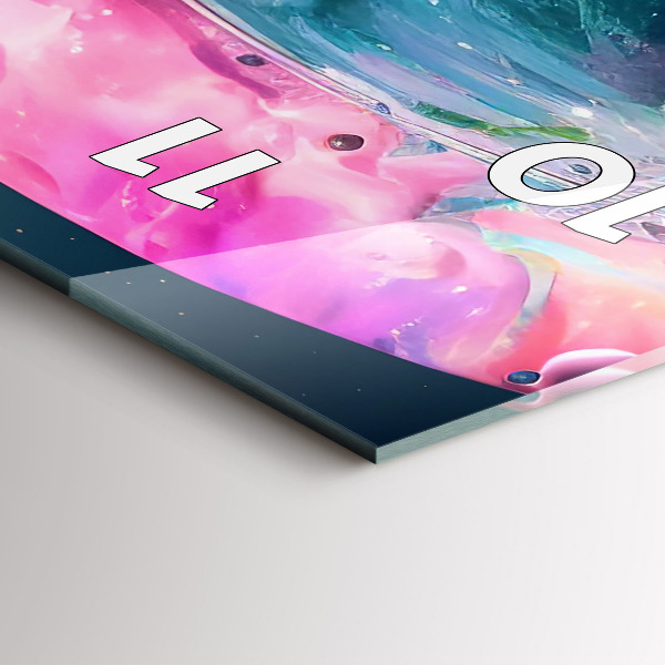 Téglalap alakú üvegóra Űrhajós és színes felhők